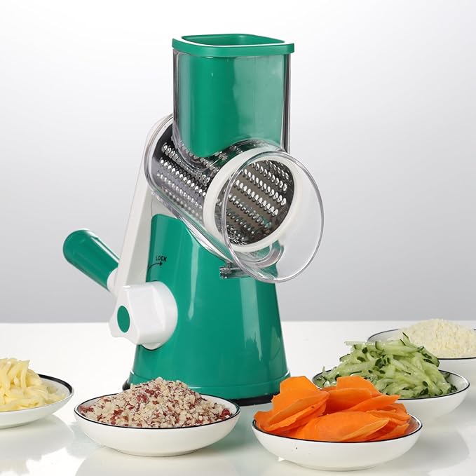 Rotary Cheese Grater Hand Crank Cheese Shredder for Fresh Cheese, Vegetable, Nuts,Non-slip Suction Base